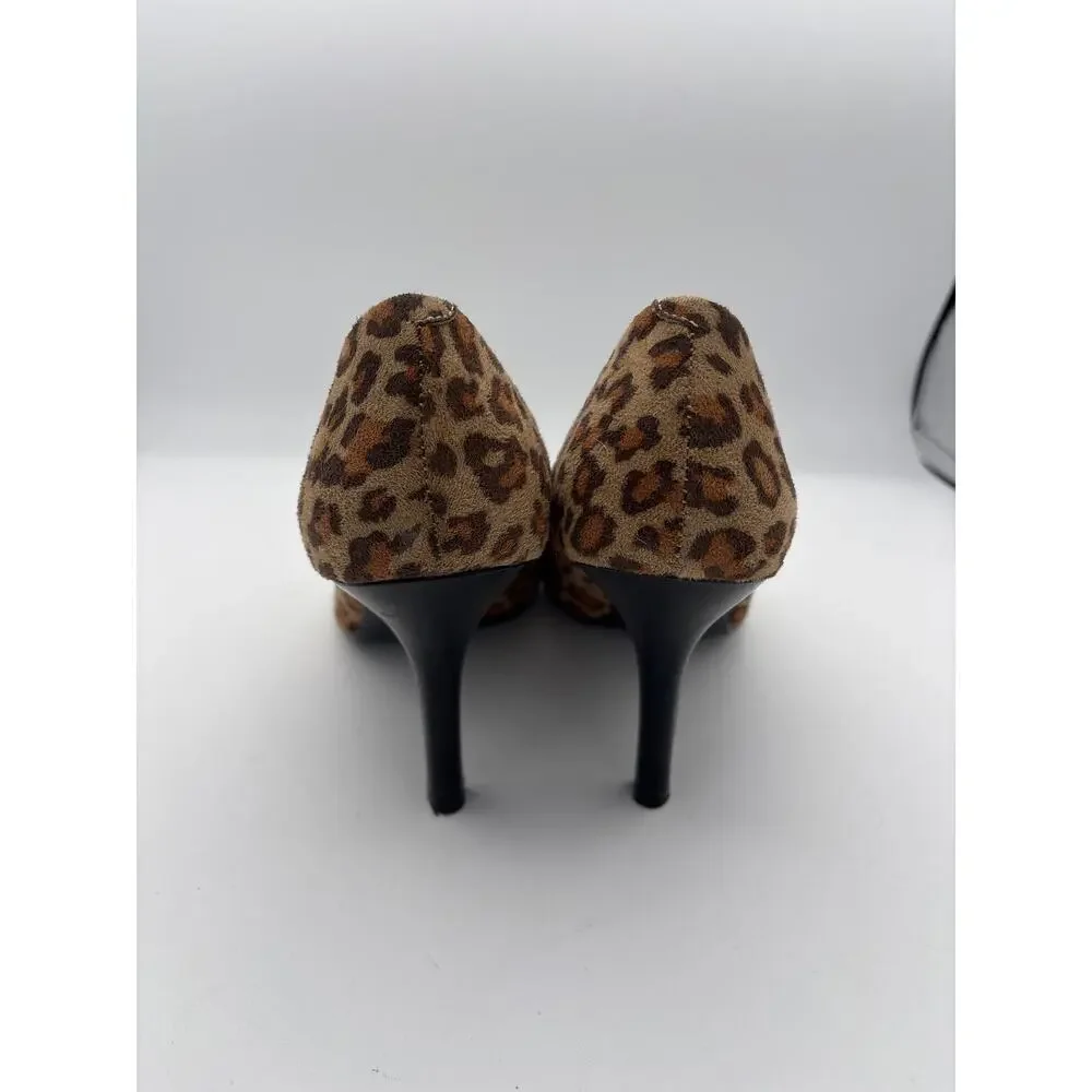 Women’s Nine West Size 8 1/2 Brown Leopard Print Pumps